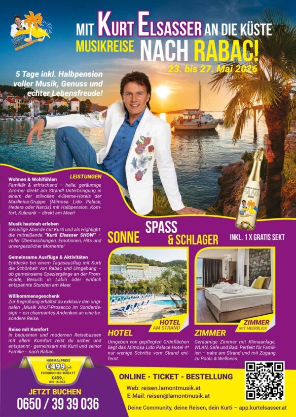 23. bis 27.05.2026 - Rabac/Kroatien - Musikreise mit Kurti Elsasser